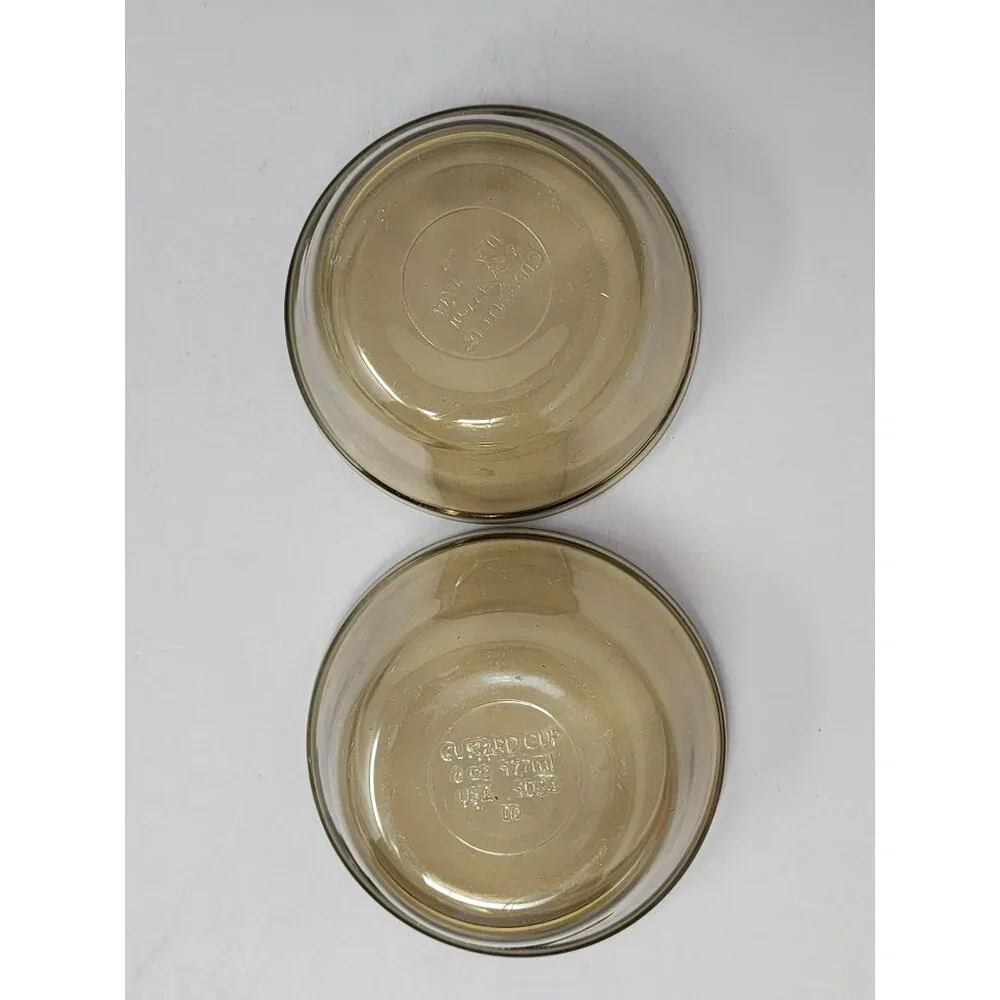 Vintage‎ Lovenware Amber Glass Casserole Dishes & Bowls Set Of 4 With Handles